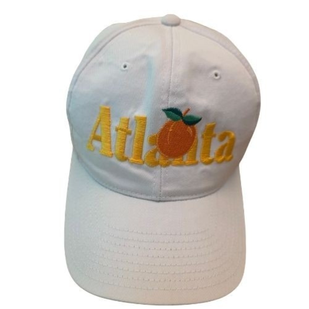 Vintage Atlanta Peach Embroidered Snapback Baseball Cap White 80s Hat Georgia